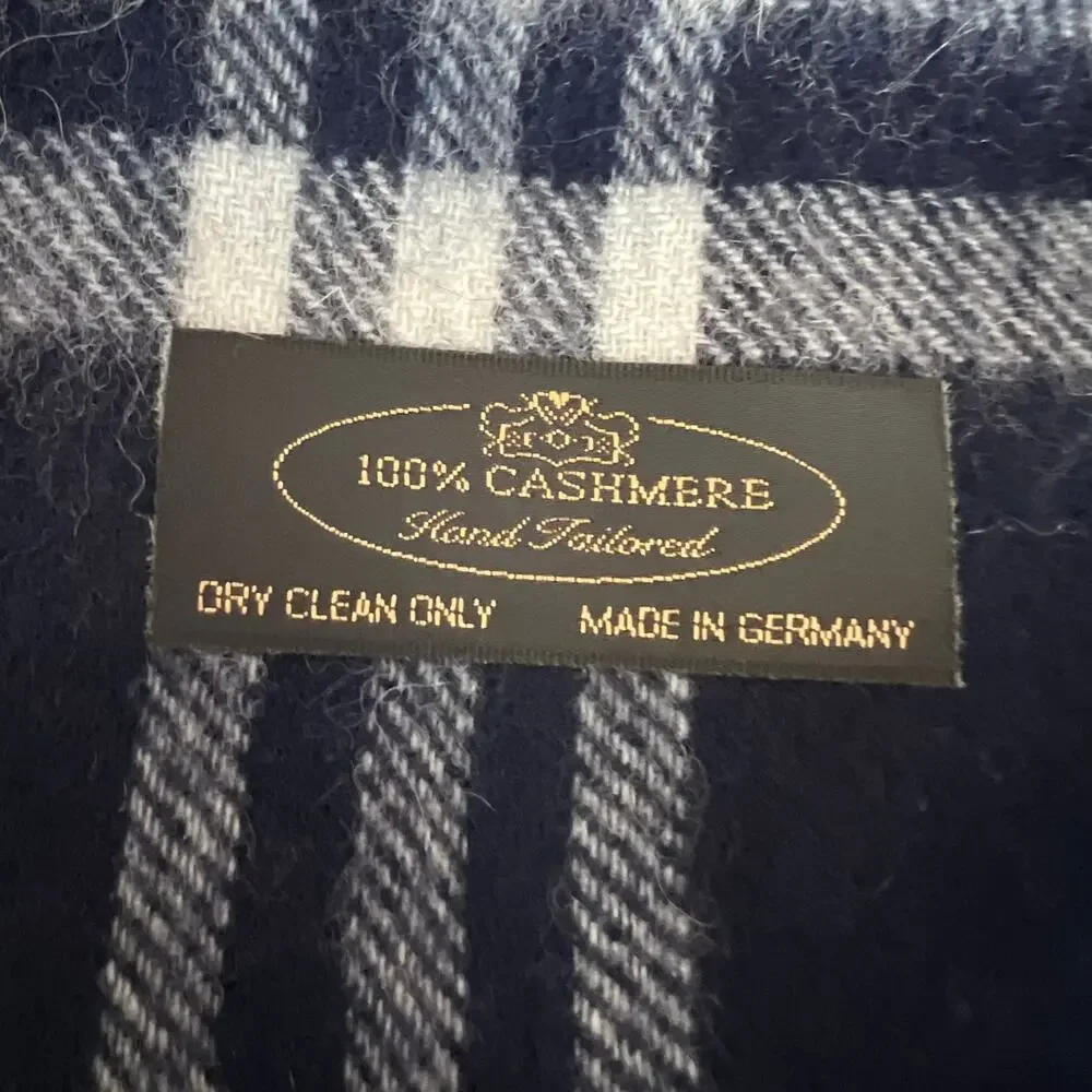 Cashmere Scarf Hand Tailored With Rabbit Fur Pom Poms size OS
